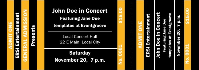 Yellow and Black Event Ticket Product Front