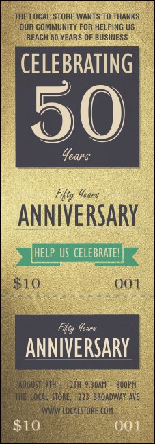 50th Anniversary Event Ticket Product Front