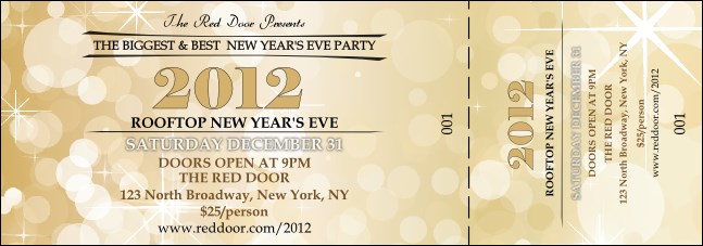 Gold Glitter General Admission Ticket Product Front