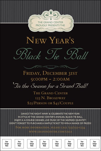 Classic Black Pinstripe Logo Poster