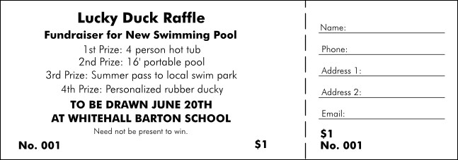 All Purpose Raffle Ticket 001 Product Front