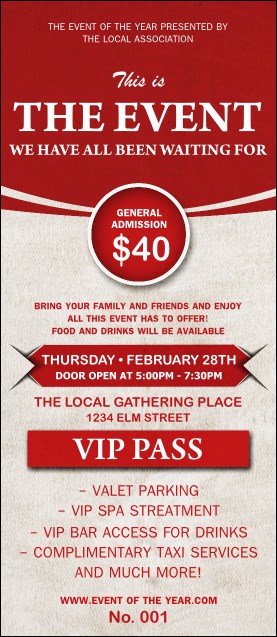 Red VIP Pass Product Front