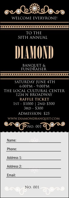 Diamonds Black Raffle Ticket