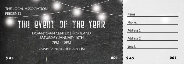 All Purpose Chalkboard Black and White Raffle Ticket Product Front