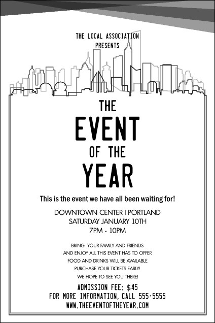 All Purpose Skyline Black and White  Poster Product Front