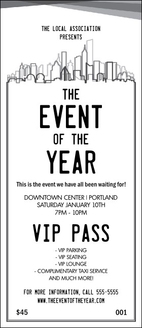 All Purpose Skyline Black and White  VIP Pass Product Front