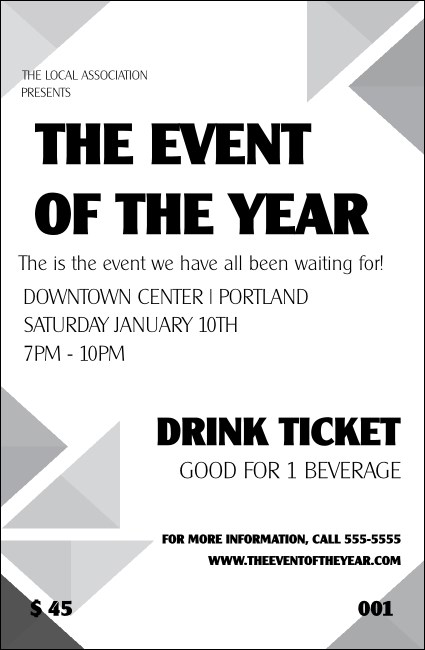 All Purpose Triangles Black and White Drink Ticket Product Front